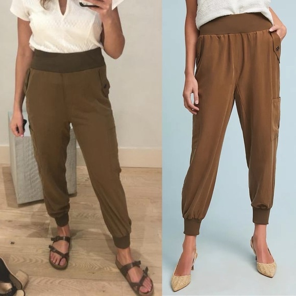 Anthropologie Maeve Pants Small Joggers Cicerone Cupro Utility Pocket - Picture 1 of 15